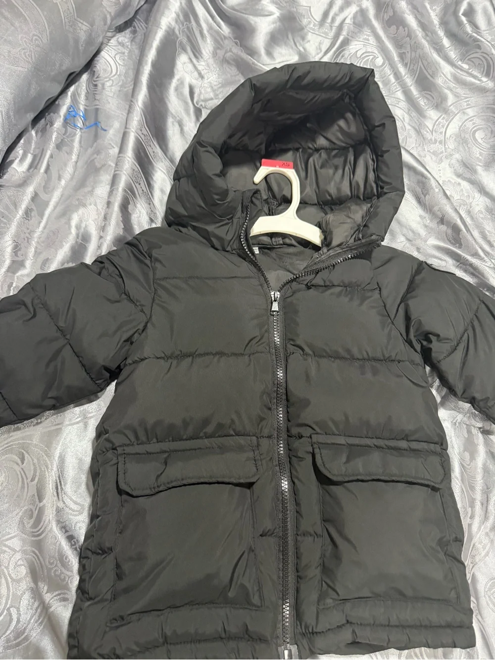 Kids Black Puffer Jacket with Hood - Brand Unspecified